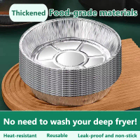 Kuali aluminium foil Air Fryer, khas untuk Air Fryer, kotak aluminium foil bulat isi rumah, dulang p