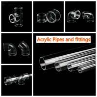 1PC I.D 16/20/25/32mm Acrylic Pipe Fittings Transparent 90 Degree Elbow End Plug Tee Connectors Aquarium Fish Tank Garden Joint