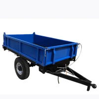 Loading 3 tons Tractor bucket , the tail box to pull grain, single axle, self-unloading 825-16 tire small transport trailer