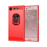 Carbon Fiber Brushed Shockproof Soft Cover For SONY Xperia XZ1 Compact XZ1mini XZ1c G8441 G8442 S0-02K Magnetic Ring Holder Case