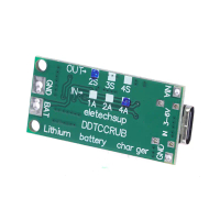 Bảng mạch sạc pin Lithium, Type C BMS, Tương thích với 2S, 3S, 4S, 1A, 2A, 4A, 18650, Module USB C