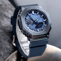 【CASIO 卡西歐】G-SHOCK 極致時尚八角錶殼耐衝擊運動雙顯腕錶/藍(GM-2100N-2A)