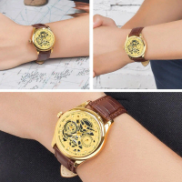 Wokai Business Leather Men's Watch Water Resistant Wristwatch Casual Y6X7