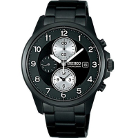 SEIKO 精工錶 時尚科技 計時男腕錶7T92-0LF0SD(SBTQ091J)-40mm-黑面鋼帶