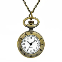 8889 Bronzed Watch Chain Men's Watch Fashion Alloy Men's Fob Watches Round Roman Number Antique Simple Clock