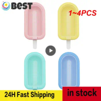 1~4PCS Silicone Ice Cream Mold With Cover And Stickers Lovely Heart Ice-lolly Popsicle Moulds Ice Creams Maker Tools Party