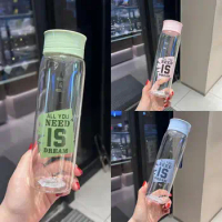 500ml Handy Cup Student Plastic Water Cup Portable Anti-fall Drinking Temperature Water Cup Bottle High-looking High Resist F8K8