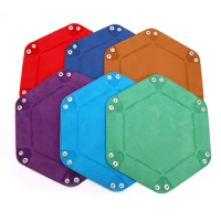 2021 Foldable Dice Tray Box PU Leather Folding Hexagon Key Storage Coin Square Tray Dice Game Table Board Games