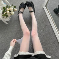 Women Sexy Tights Summer Black White Stockings High Waist Lolita Pantyhose Thigh High Anime Cosplay Costumes Accessories