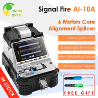 Signal Fire AI-10A 6 Motors Automatic Core Alignment AI-10 Optical Fiber Fusion Splicer With Electric Cleaver Splicing Machine