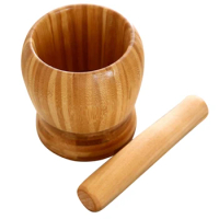 Wooden Pestle And Mortar Set Hand Masher Garlic Spice Grinder Mortar Bowl For Spices Herbs Pepper Seasonings Pills