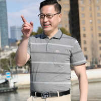2022新款爸爸夏裝短袖中年男士純棉T恤薄POLO衫中老年夏天衣服男