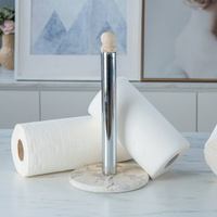 Creative Home 天然貝殼化石配不鏽鋼電鍍色直立式捲筒擦拭紙架衛生紙架 餐廳 廚房 紙巾架