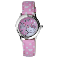 Hello Kitty 雲點朵朵俏麗腕錶-粉紅/28mm