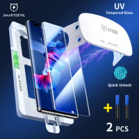 SmartDevil Full Glue UV Tempered Glass for HUAWEI Mate 30 40 Pro 40RS 30E UV Screen Protector for HUAWEI P30 P40 P50 Pro HD