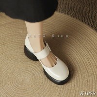 Giày Cao Gót Mary Jane Nữ Quai Ngang Cực Sang 2 Màu Đen Trắng , KATO Shop K1678