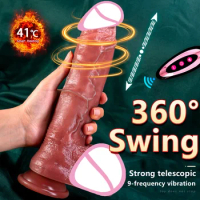 XXXL Huge Dildo Vibrator Dildo Heating Wireless Remote Telescopic Dildo Vibrator For Women Realistic Penis Swing Dick SexToys