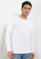 Cressida Cressida Regular Henley Longsleeve Shirt White - J074P