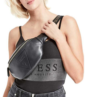 美國公司貨GUESS Factory健身房浮雕標誌腰包-黑 胸包 背包 強強滾生活