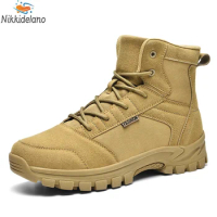 2023 New Military Tactical Mens Boots Special Force Leather Desert Boots Combat Waterproof Ankle Boot Army Men's Shoes Size 48