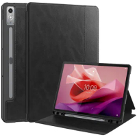 For Lenovo Tab P12 TB371FC Business Tablet Protective Case with Built-in Pen Slot P12 12.7inch Leather Cover Anti-fall Shell