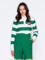 (RS24) เสื้อโปโลผู้หญิง คอปก แขนยาว ปักโลโก้ asv สีเขียว