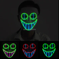 Popular GZYUCHAO EL Rave Light Up Glowing Mask Cool Monster Horror Face LED Flashing Mask EL Wire Mask