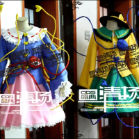 Anime Touhou Project Komeiji Satori and Komeiji Koishi cosplay costume+eye props accessory