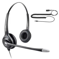 Binaural Noise Canceling Microphone Call Center RJ9 Headset,RJ9/RJ10/RJ12 plug headset including the QD cable