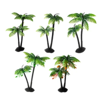 12Pcs 14cm Artificial Coconut Palm Tree For Decoration Mini Simulation DIY Bonsai Crafts Miniature Plants For Aquarium Fish Tank