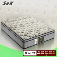 【S&amp;K】乳膠涼感防蹣抗菌蜂巢獨立筒床墊(雙人5尺)