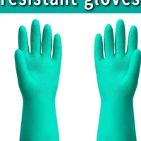 Dishwashing Gloves Kitchen Waterproof Oil Resistant Nitrile Long Gloves Chemical Resistant Industrial Acid and Alkali Gloves