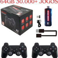 Game Stick 4k X2 64GB 30K+ Jogos Super Nintendo, Play 1, PSP, Atari, Game Boy e outros