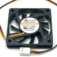 พัดลมระบายความร้อน Y.S.TECH รุ่น FD126010HB DC 12V 0.24A เซิร์ฟเวอร์ พร้อมสายไฟ 3 เส้น ขนาด 60x60x10