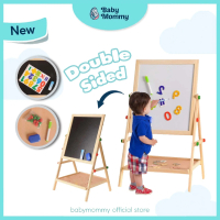 Babymommy👶Wooden Double-sided Stand Whiteboard Magnetism Blackboard Drawing Board Writing Board Writ