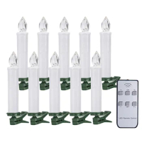 Flameless 10Pcs Wreath Decoration Tree Light Christmas Candles LED Candlestick Stick Operated Battery Clips For With