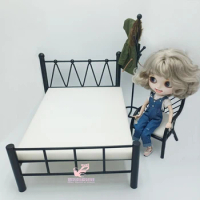 Blythe Doll House Furniture Metal Bed Chair For Barbie 30cm Doll Ob11 Accessories