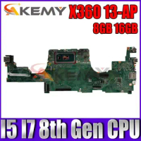 For HP SPECTRE X360 13-AP Laptop Motherboard mainboard DA0X36MBAD0 DA0X36MBAE0 motherboard W/ I5 I7 8th Gen CPU 8GB 16GB RAM