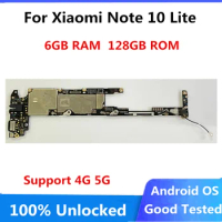 For Xiaomi Note10 Lite Note 10Lite Original Unlocked Motherboard 6GB 64GB 128GB Full Chip Android OS LogicBoard Circuits Card