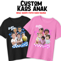 KAOS CUSTOM ANAK SCRIBBLE BISA PAKAI FOTO DAN NAMA SABLON FOTO NAMA ANAK CEWE COWO KAOS ANAK CUSTOM