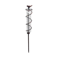 Capacity Glass Spiral Rain Gauge,Cast Iron Bird Hanging Rain Gauge,Garden Rain Water Meter Measuring with Metal Frame
