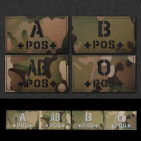 Multicam CP Blood Type A B AB O +POS+ Reflective Patches Nylon Positive Glow In Dark DIY Military Armband Hook Loop Applique