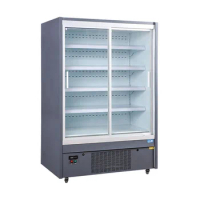 Supermarket 2 Sliding Glass Door Upright Freezer Display Refrigerator