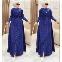GAMIS JEANS ALEA MAXI DRESS // FASHION MUSLIMAH MODEL TERBARU & TRENDY // PAKAIAN WANITA XL NAVY BLU