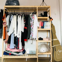 Giá treo quần áo gỗ,kệ gỗ tủ quần áo,xào treo đồ gỗ 2 ngăn ngang 130cm