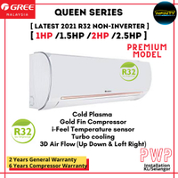 Gree Queen series R32 non inverter 2021 air conditioner 1HP, 1.5hp, 2.0hp & 2.5hp aircond cold plasm