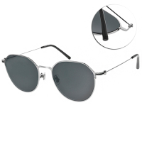 CARIN 太陽眼鏡美式復古金屬框/ 銀 黑 黑色鏡片#JAYDI C2