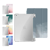 【BOJI 波吉】iPad 7/8/9 10.2吋 三折式內置筆槽透明氣囊軟殼 原色渲染款