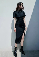 Urban Revivo Asymmetric Ruched Skinny Dress