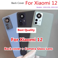 Best Back Glass Cover Housing For Xiaomi 12 Mi 12 Mi12 5G Battery Door Rear Case Mobile Lid Camera Frame Glass Lens + Adhensive